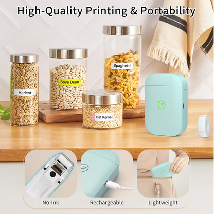 JADENS Portable Bluetooth Printer Label Maker JD-11 with One Roll Paper