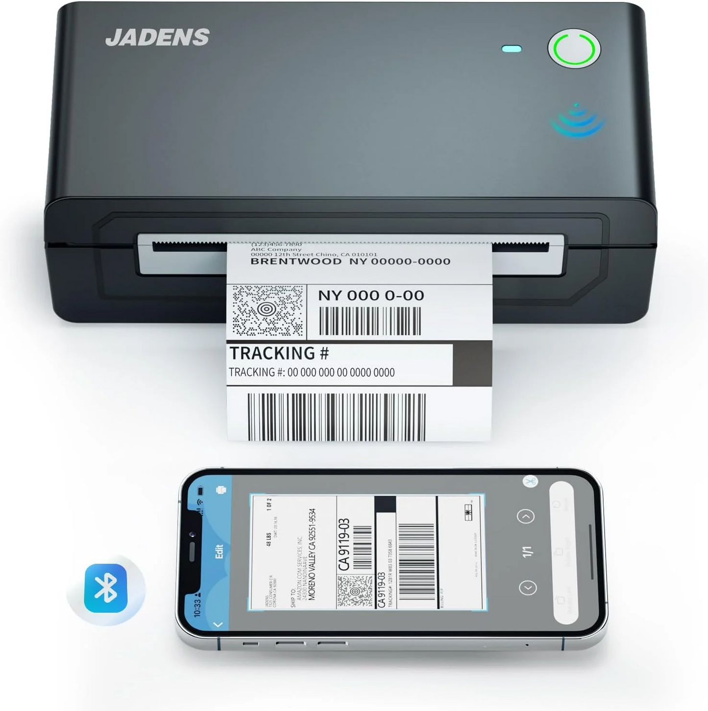 JADENS Bluetooth Wireless Thermal Shipping Label Printer 668BT