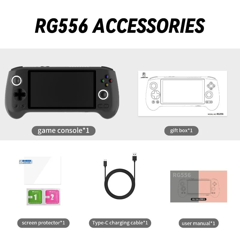 ANBERNIC RG556 Android Game Console Handheld Emulator Black Standard Version