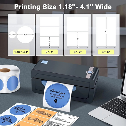 JADENS Bluetooth Thermal Shipping Label Printer 268BT Black