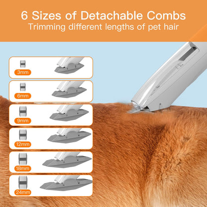 Professional-grade cordless pet grooming kit for comprehensive animal hair removal